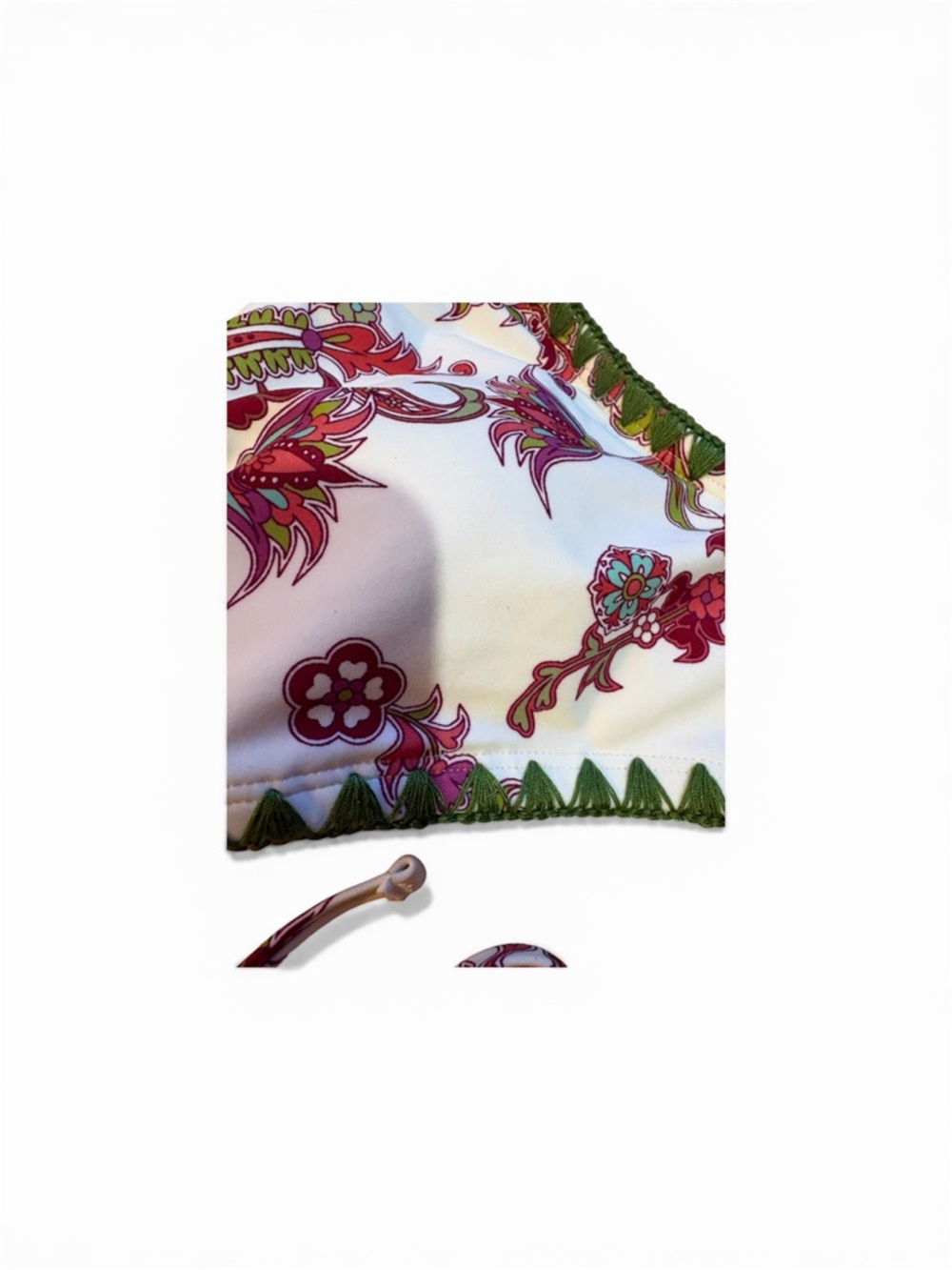 Printed Paisley Halter Bikini Top - White & Pink - Picture 2 of 3